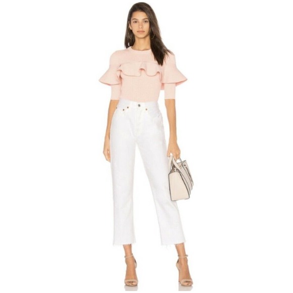 Re/Done High Rise Stove Pipe White Jeans